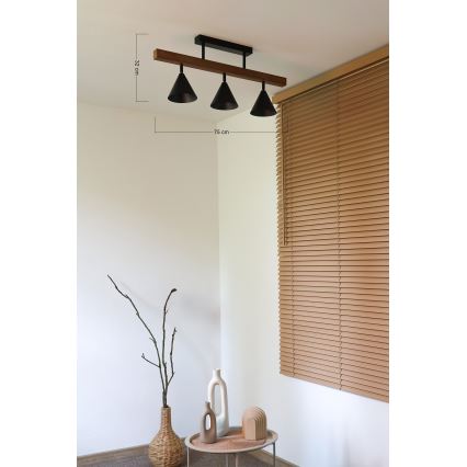 Duolla - Plafonnière IRONLINE 3xG9/3W/230V grenen eiken/zwart