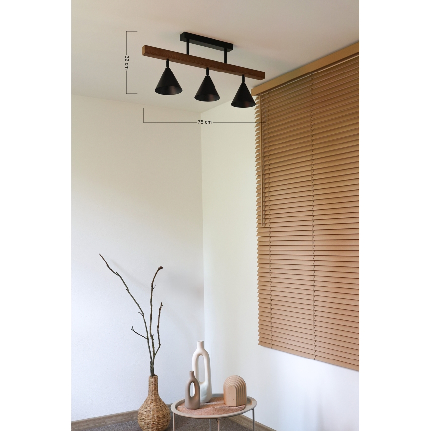 Duolla - Plafonnière IRONLINE 3xG9/3W/230V grenen eiken/zwart