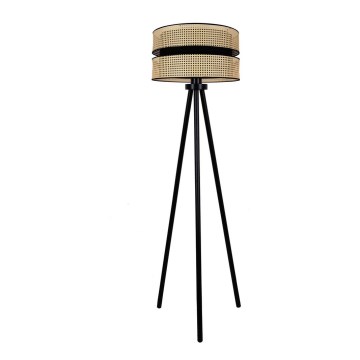 Duolla - Staande Lamp DUO 1xE27/15W/230V diameter 40 cm rotan/zwart
