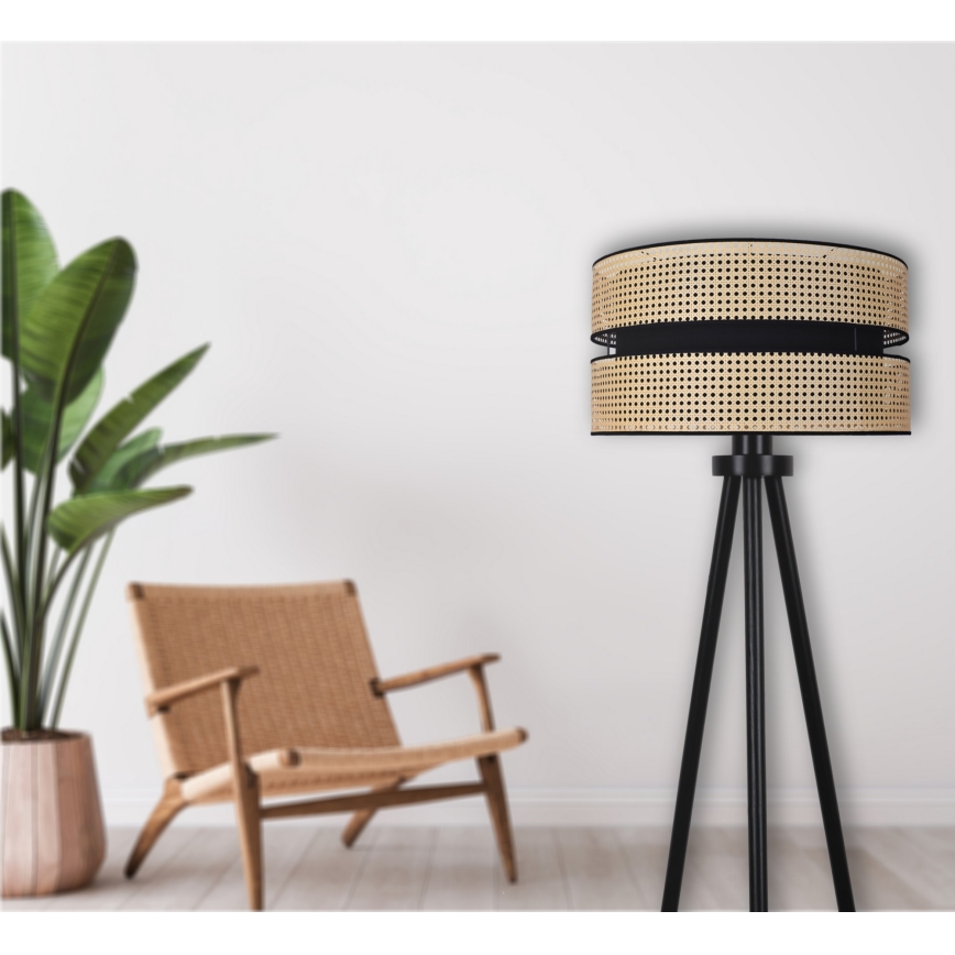 Duolla - Staande Lamp DUO 1xE27/15W/230V diameter 40 cm rotan/zwart