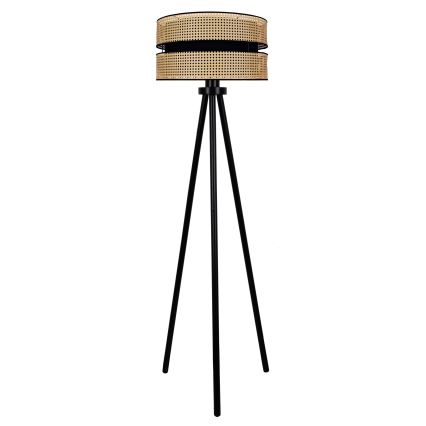 Duolla - Staande Lamp DUO 1xE27/15W/230V diameter 40 cm rotan/zwart