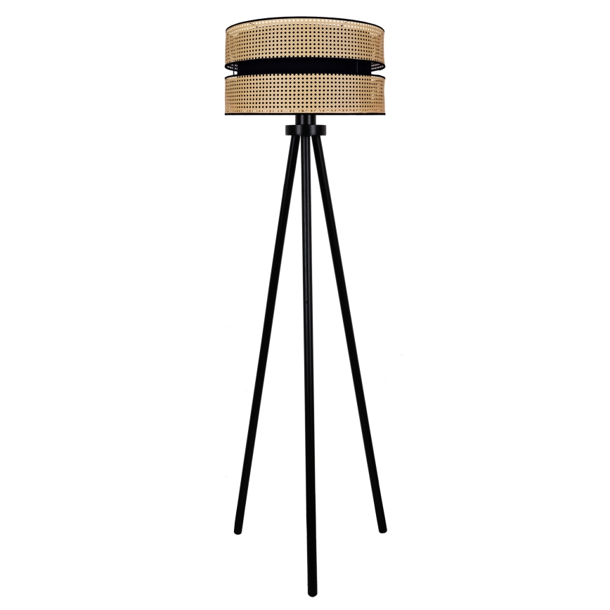 Duolla - Staande Lamp DUO 1xE27/15W/230V diameter 40 cm rotan/zwart