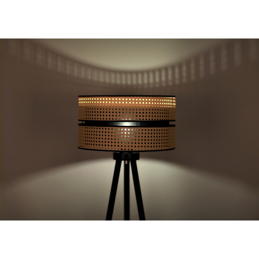 Duolla - Staande Lamp DUO 1xE27/15W/230V diameter 40 cm rotan/zwart