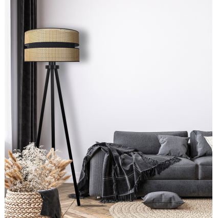 Duolla - Staande Lamp DUO 1xE27/15W/230V diameter 40 cm rotan/zwart