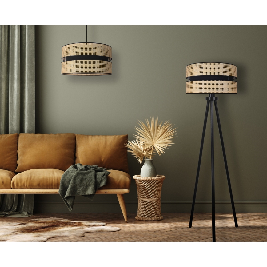 Duolla - Staande Lamp DUO 1xE27/15W/230V diameter 40 cm rotan/zwart