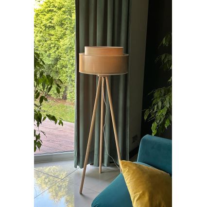 Duolla - Staande Lamp WOOD BOHO 1xE27/15W/230V diameter 45 cm koper/bruin/beige
