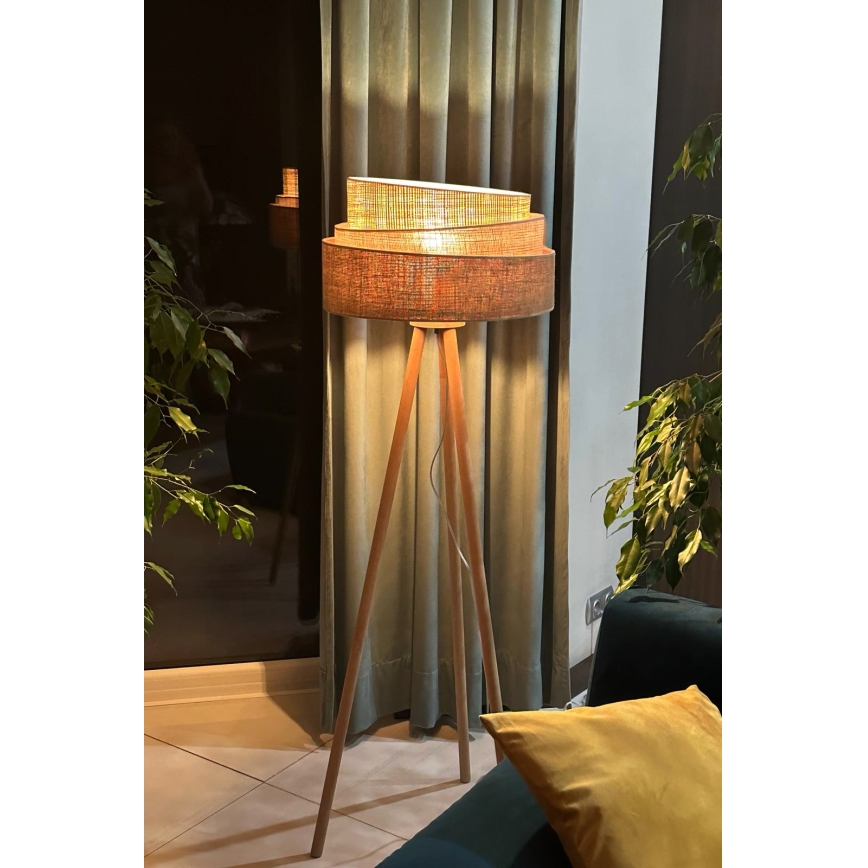Duolla - Staande Lamp YUTE TRIO 1xE27/15W/230V diameter 45 cm bruin/grijs/beige