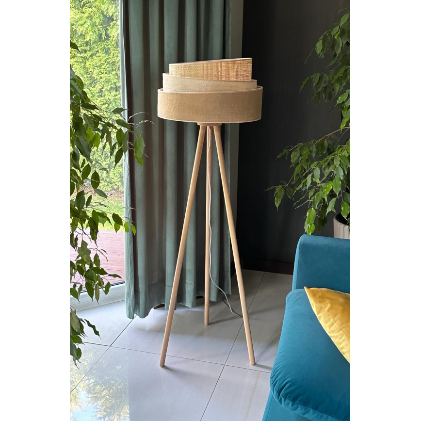 Duolla - Staande Lamp YUTE TRIO 1xE27/15W/230V diameter 45 cm bruin/grijs/beige