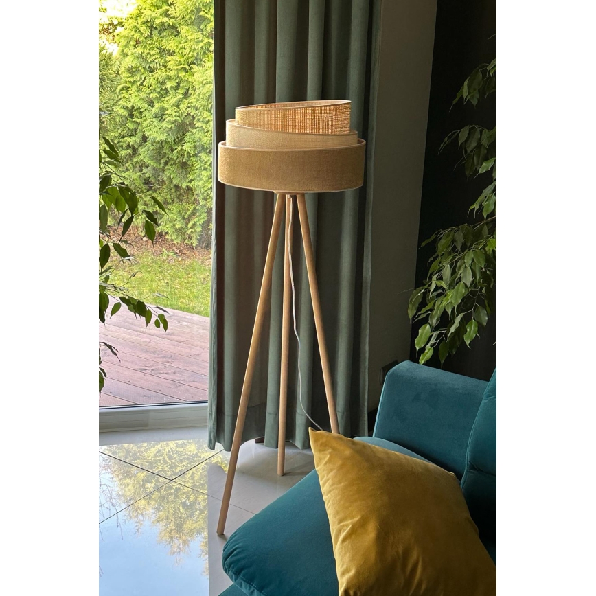 Duolla - Staande Lamp YUTE TRIO 1xE27/15W/230V diameter 45 cm bruin/grijs/beige