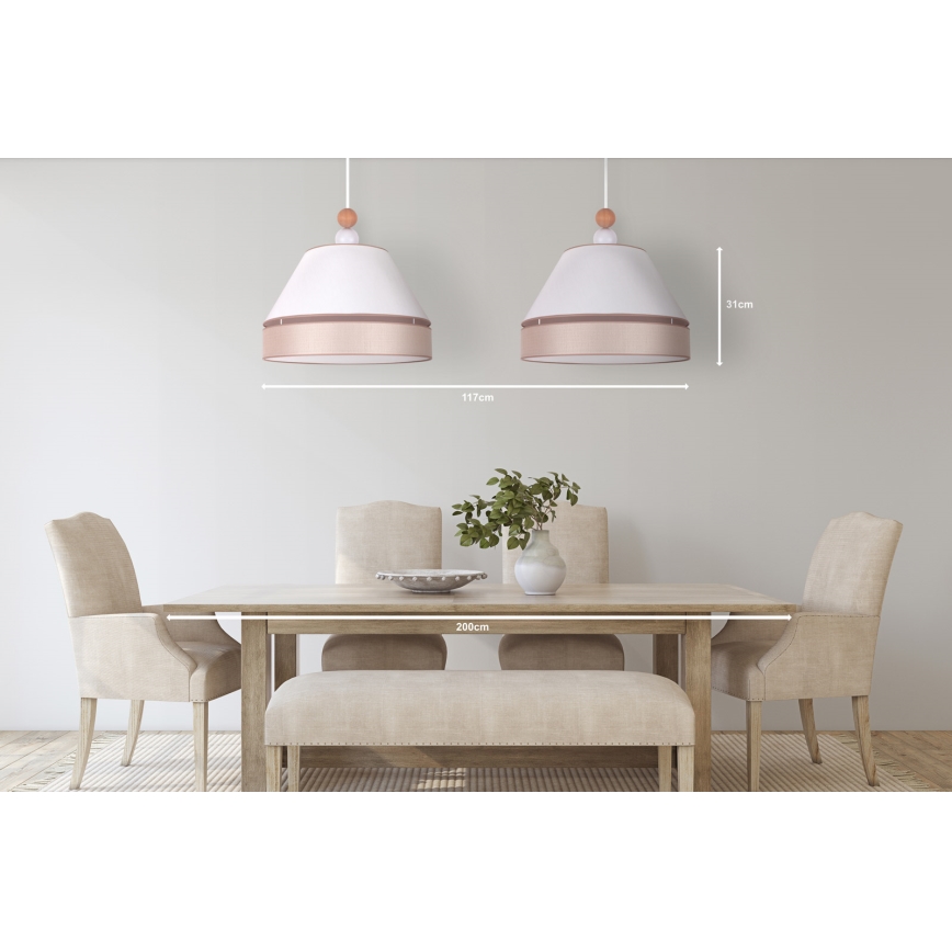 Duolla - Suspension filaire AVIGNON 2xE27/15W/230V blanc/beige