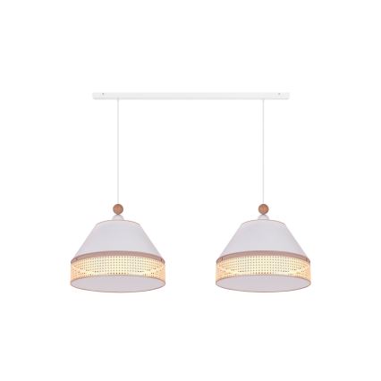 Duolla - Suspension filaire AVIGNON 2xE27/15W/230V blanc/rotin