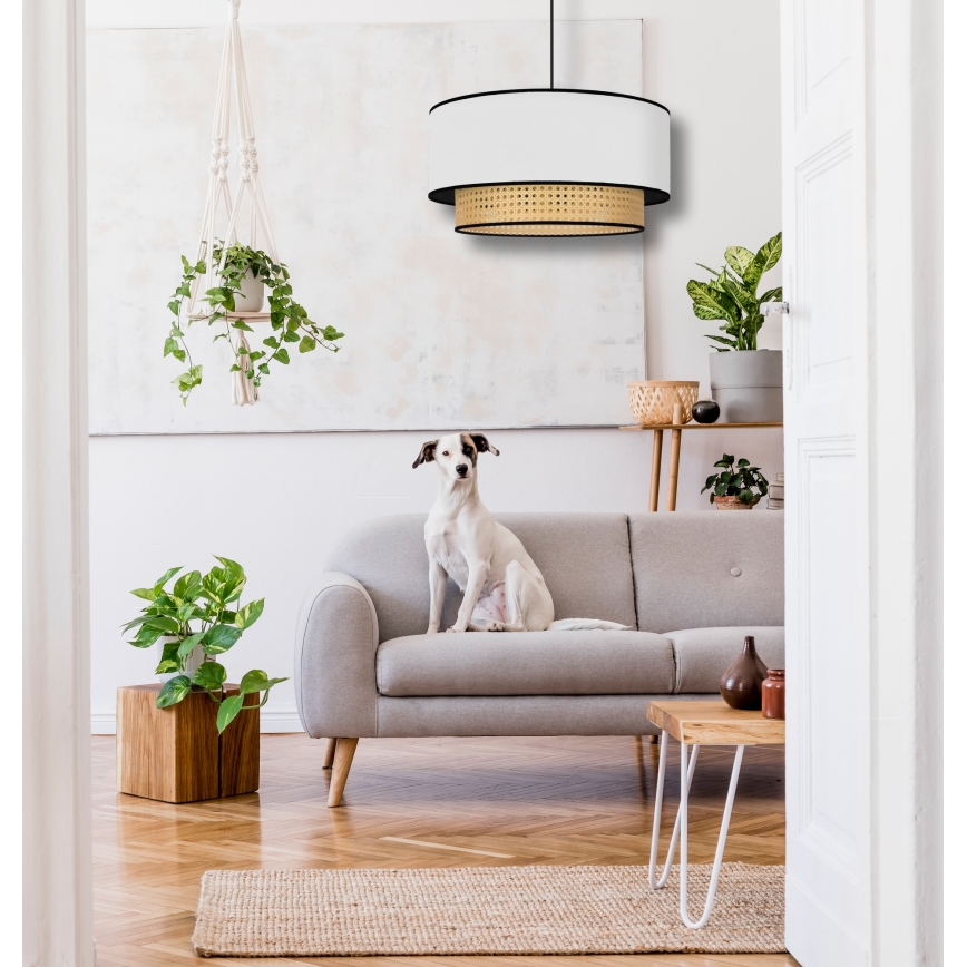 Duolla - Suspension filaire BOHO 1xE27/15W/230V d. 45 cm blanc/rotin