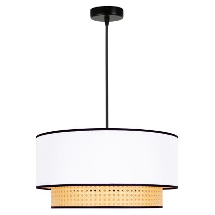 Duolla - Suspension filaire BOHO 1xE27/15W/230V d. 45 cm blanc/rotin
