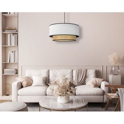 Duolla - Suspension filaire BOHO 1xE27/15W/230V d. 45 cm blanc/rotin