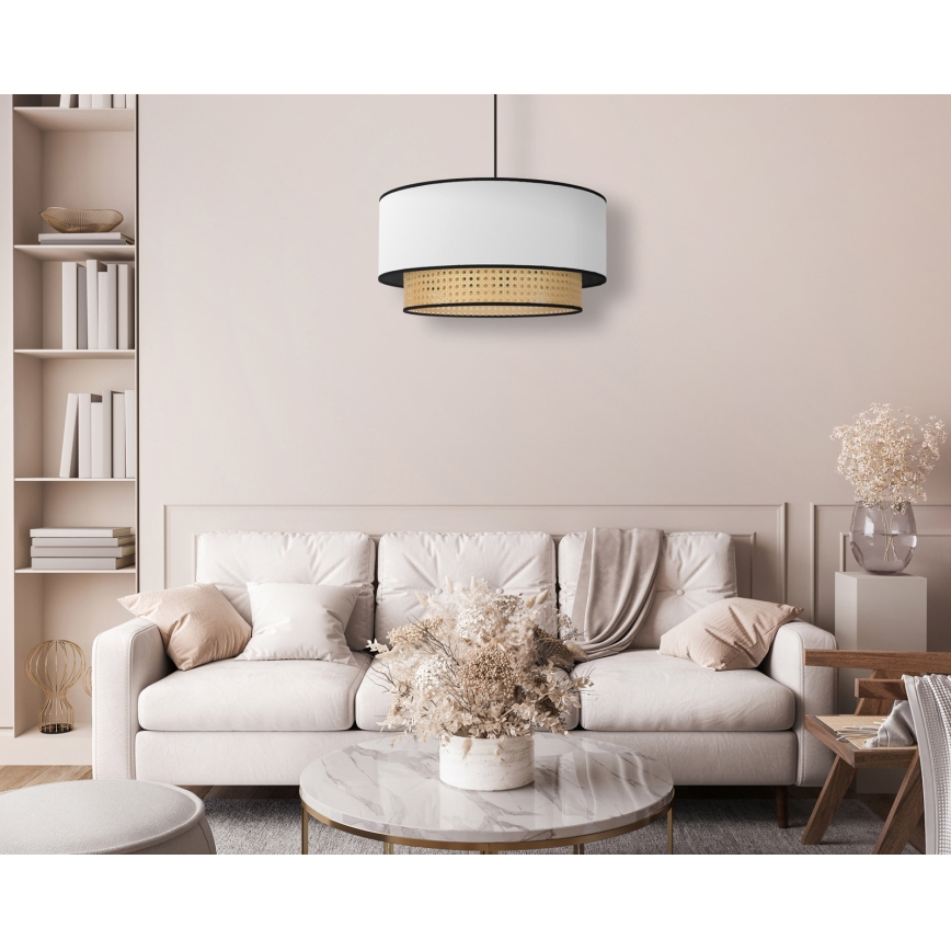 Duolla - Suspension filaire BOHO 1xE27/15W/230V d. 45 cm blanc/rotin