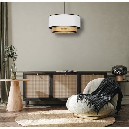 Duolla - Suspension filaire BOHO 1xE27/15W/230V d. 45 cm blanc/rotin