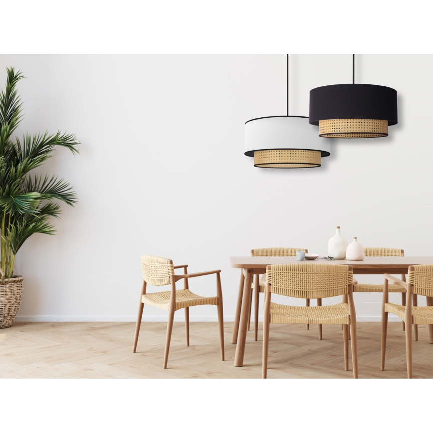 Duolla - Suspension filaire BOHO 1xE27/15W/230V d. 45 cm blanc/rotin