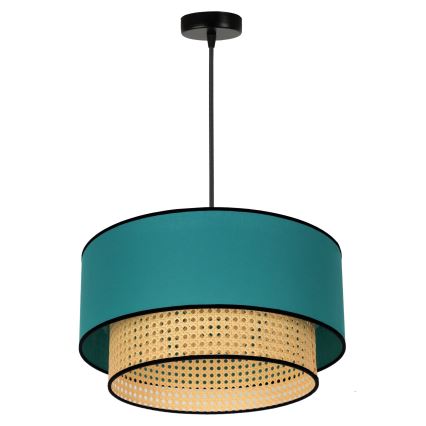 Duolla - Suspension filaire BOHO 1xE27/15W/230V d. 45 cm turquoise/rotin