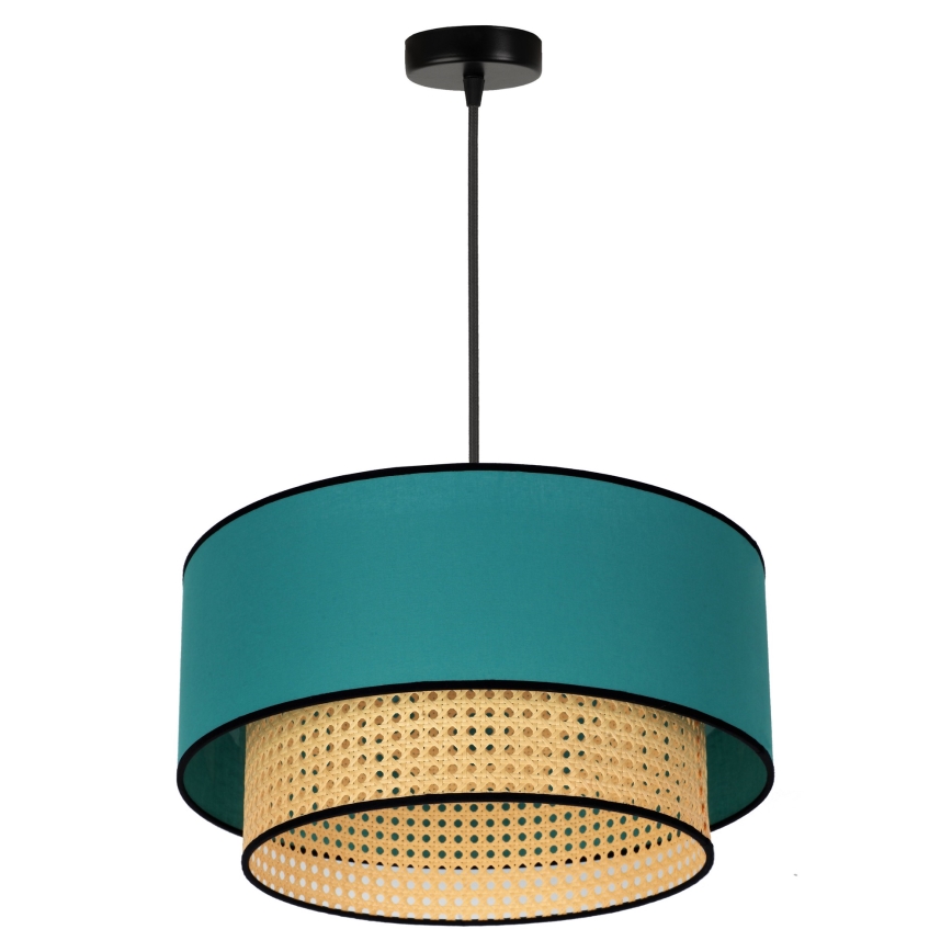 Duolla - Suspension filaire BOHO 1xE27/15W/230V d. 45 cm turquoise/rotin