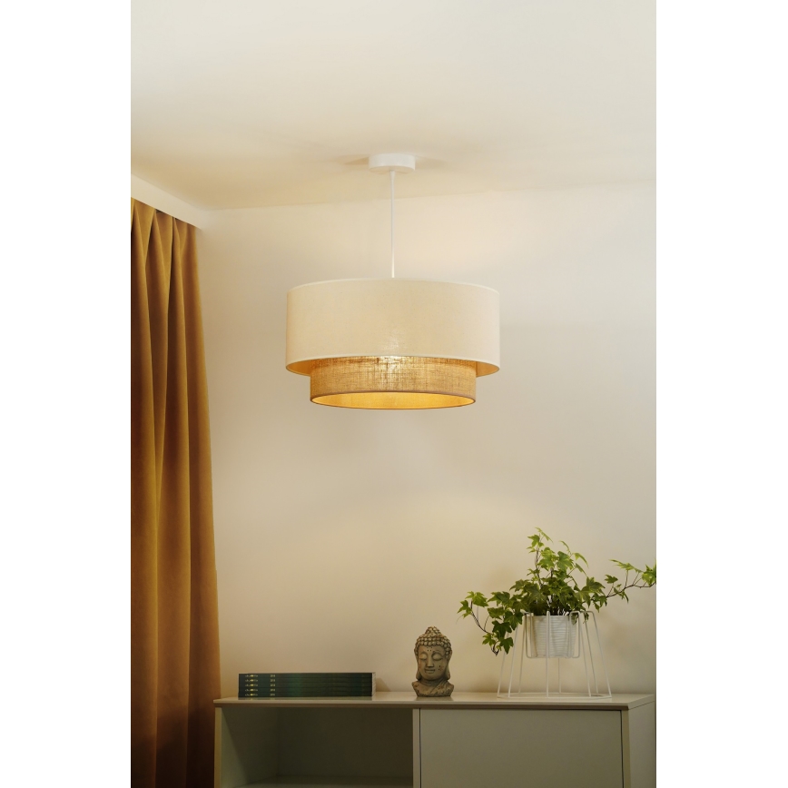 Duolla - Suspension filaire BOHO 1xE27/15W/230V d. 60 cm beige/marron