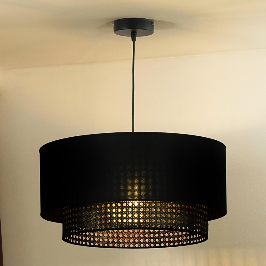 Duolla - Suspension filaire BOHO RATTAN 1xE27/15W/230V d. 45 cm noir