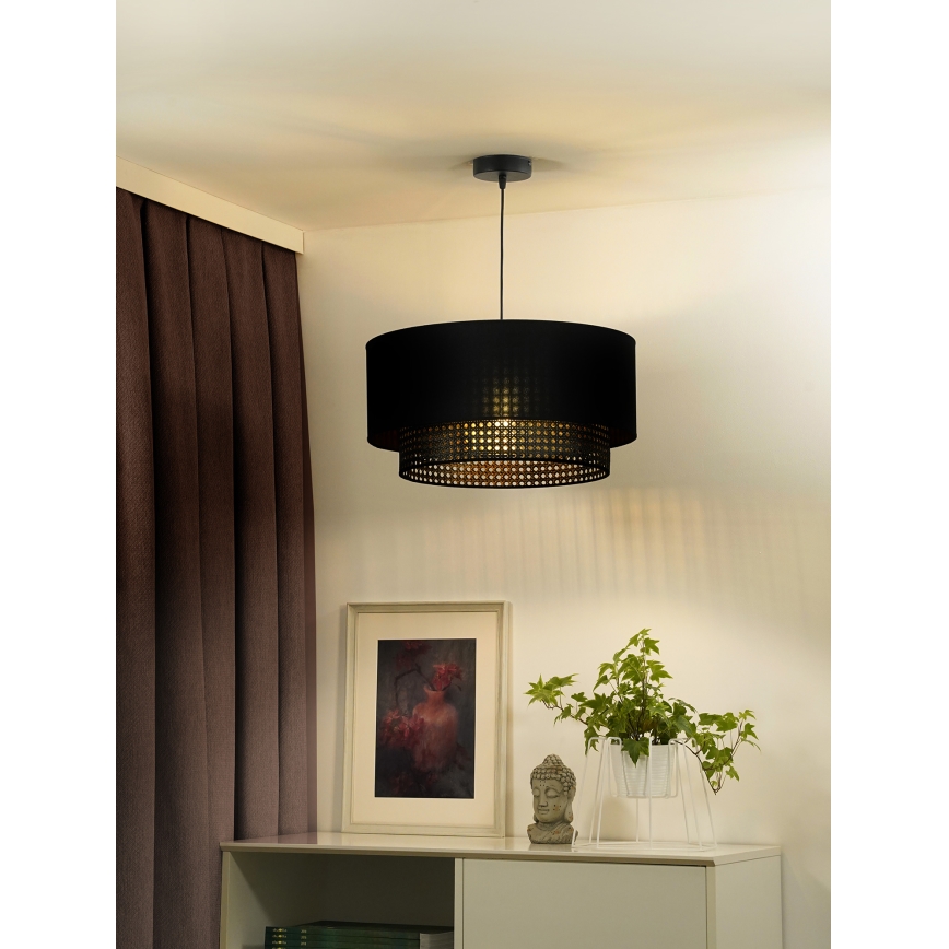 Duolla - Suspension filaire BOHO RATTAN 1xE27/15W/230V d. 45 cm noir