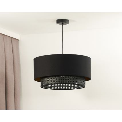 Duolla - Suspension filaire BOHO RATTAN 1xE27/15W/230V d. 45 cm noir