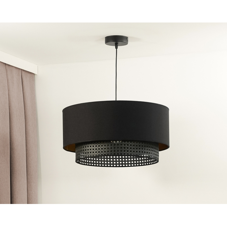 Duolla - Suspension filaire BOHO RATTAN 1xE27/15W/230V d. 45 cm noir
