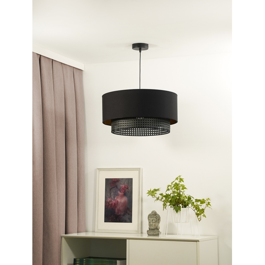 Duolla - Suspension filaire BOHO RATTAN 1xE27/15W/230V d. 45 cm noir