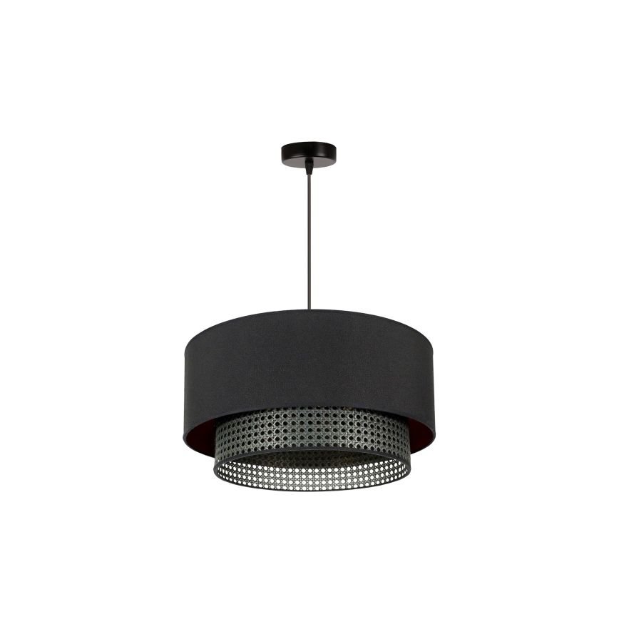 Duolla - Suspension filaire BOHO RATTAN 1xE27/15W/230V d. 45 cm noir