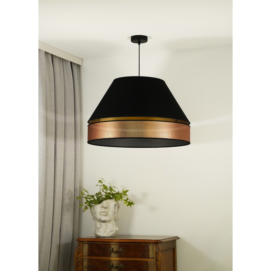 Duolla - Suspension filaire COPPER SHINY 1xE27/15W/230V d. 60 cm noir/cuivre