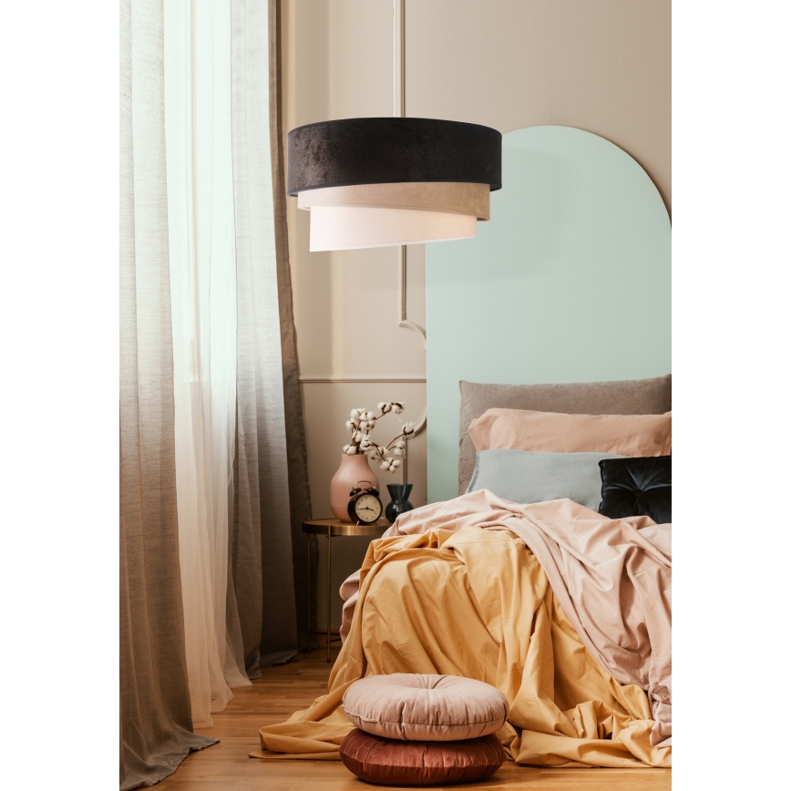 Duolla - Suspension filaire DEVON 1xE27/40W/230V d. 45 cm noir/beige
