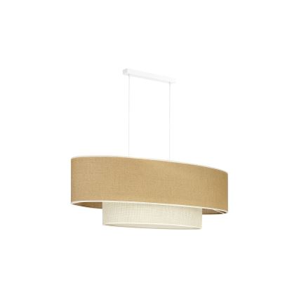 Duolla - Suspension filaire DOUBLE OVAL YUTE 2xE27/15W/230V marron/crème