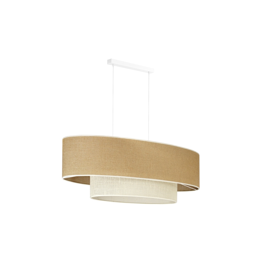 Duolla - Suspension filaire DOUBLE OVAL YUTE 2xE27/15W/230V marron/crème
