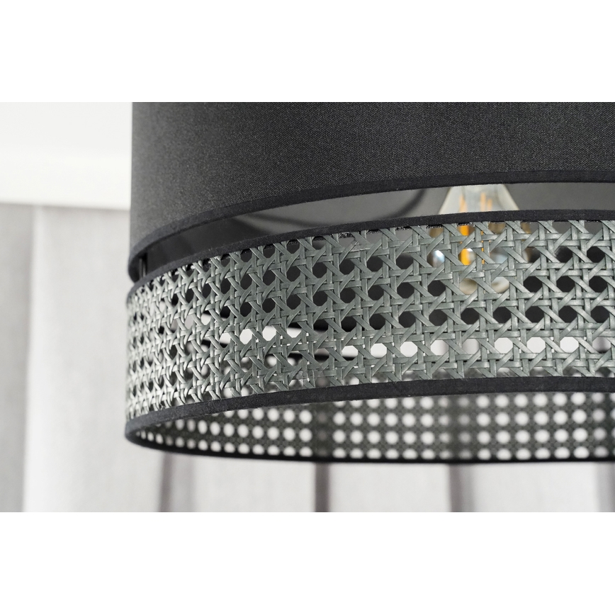 Duolla - Suspension filaire DOUBLE RATTAN 1xE27/15W/230V d. 40 cm noir