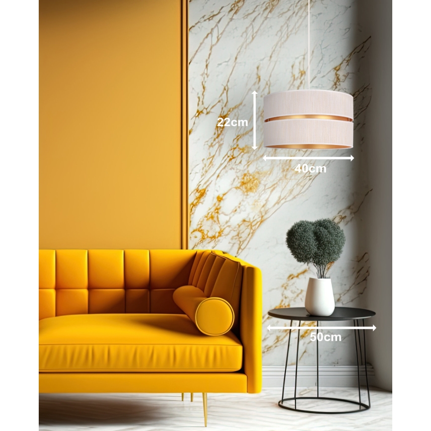 Duolla - Suspension filaire DUO 1xE27/15W/230V d. 40 cm crème/doré