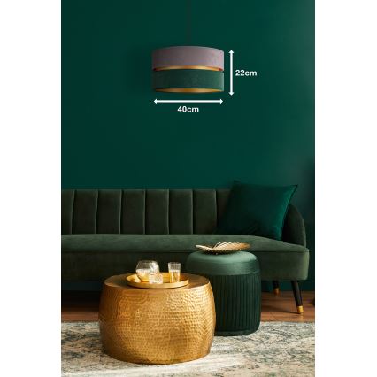 Duolla - Suspension filaire DUO 1xE27/15W/230V d. 40 cm gris/vert/doré