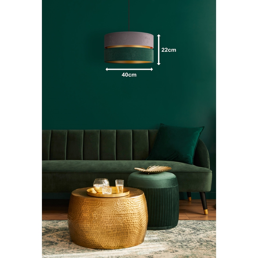 Duolla - Suspension filaire DUO 1xE27/15W/230V d. 40 cm gris/vert/doré