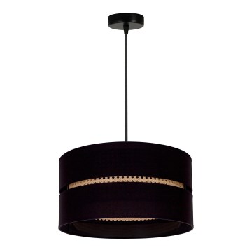 Duolla - Suspension filaire DUO 1xE27/15W/230V d. 40 cm noir/rotin