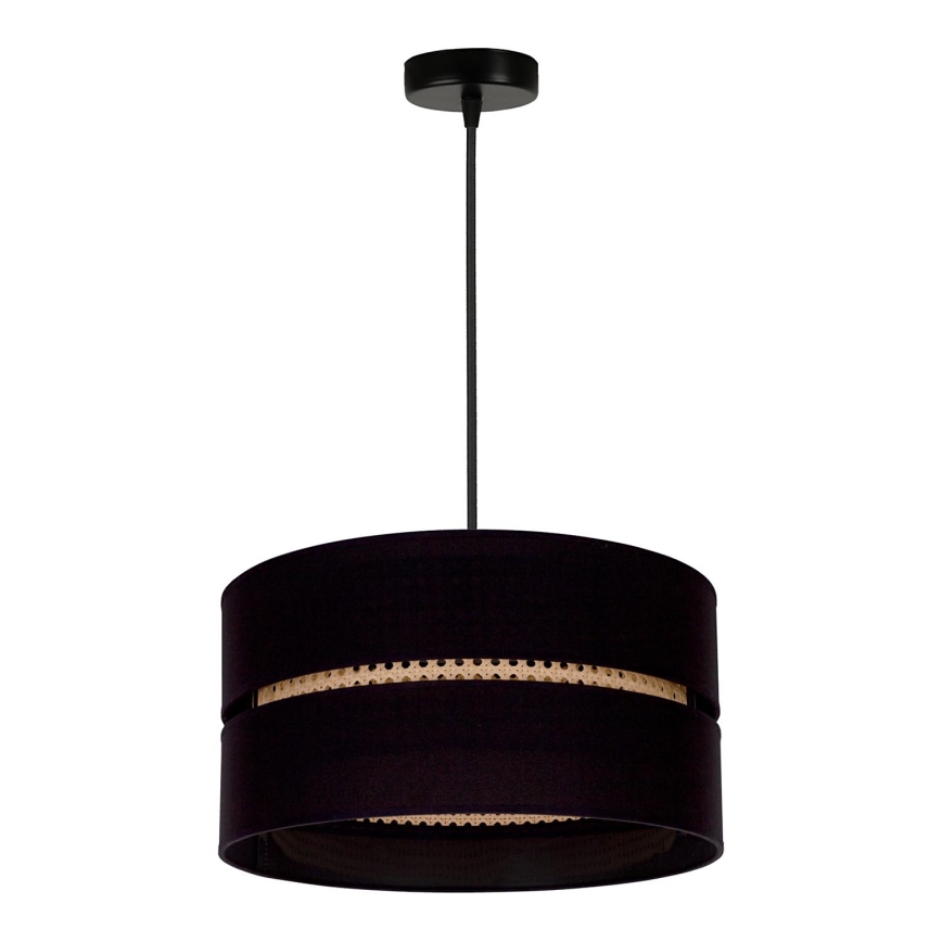 Duolla - Suspension filaire DUO 1xE27/15W/230V d. 40 cm noir/rotin