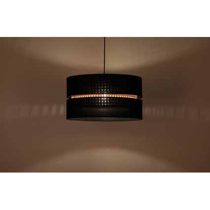 Duolla - Suspension filaire DUO 1xE27/15W/230V d. 40 cm noir/rotin