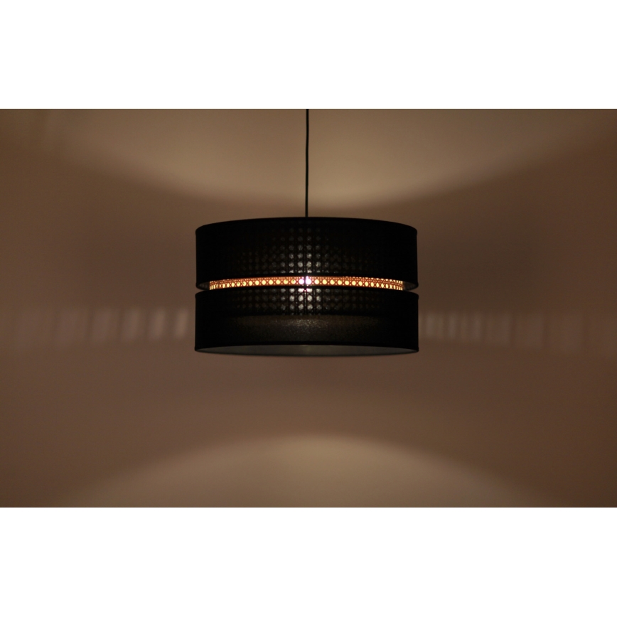 Duolla - Suspension filaire DUO 1xE27/15W/230V d. 40 cm noir/rotin