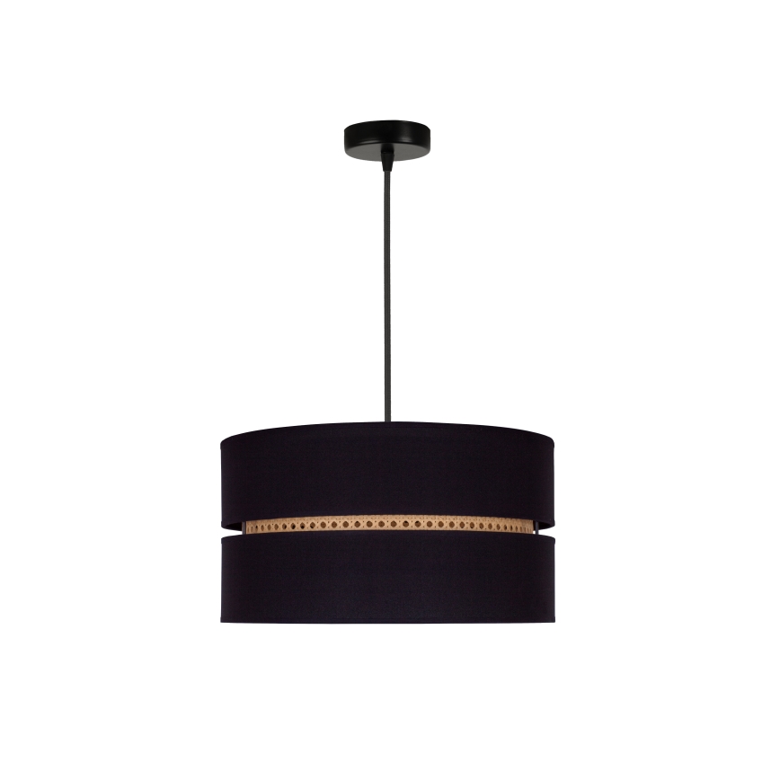 Duolla - Suspension filaire DUO 1xE27/15W/230V d. 40 cm noir/rotin