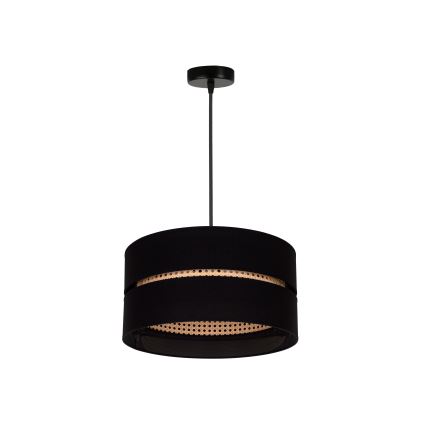 Duolla - Suspension filaire DUO 1xE27/15W/230V d. 40 cm noir/rotin