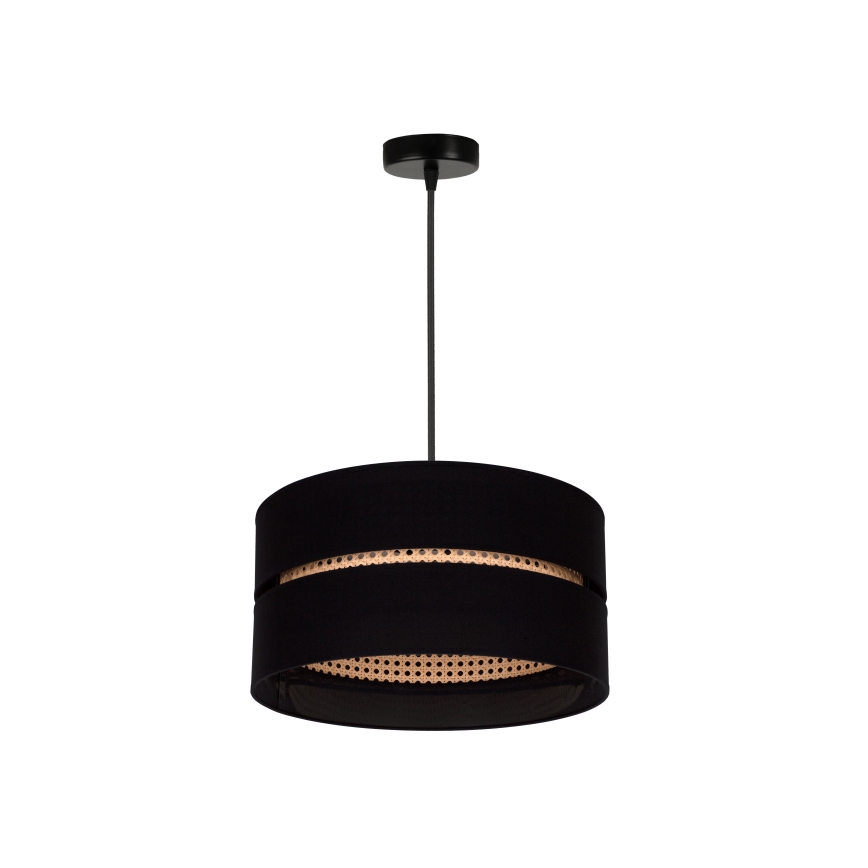 Duolla - Suspension filaire DUO 1xE27/15W/230V d. 40 cm noir/rotin