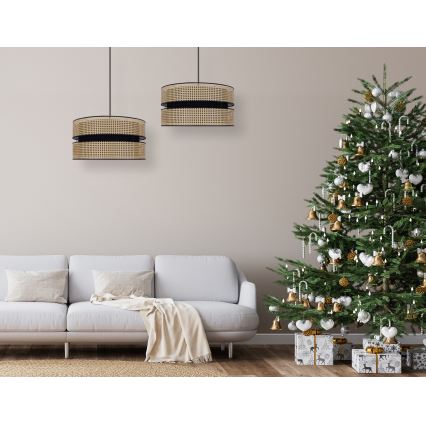 Duolla - Suspension filaire DUO 1xE27/15W/230V d. 40 cm rotin/noir