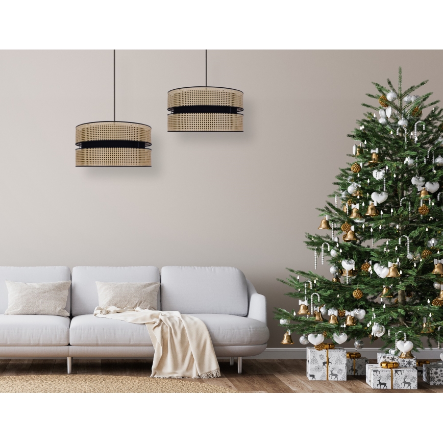 Duolla - Suspension filaire DUO 1xE27/15W/230V d. 40 cm rotin/noir