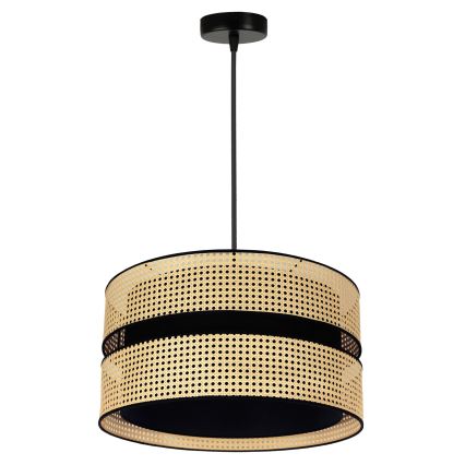 Duolla - Suspension filaire DUO 1xE27/15W/230V d. 40 cm rotin/noir