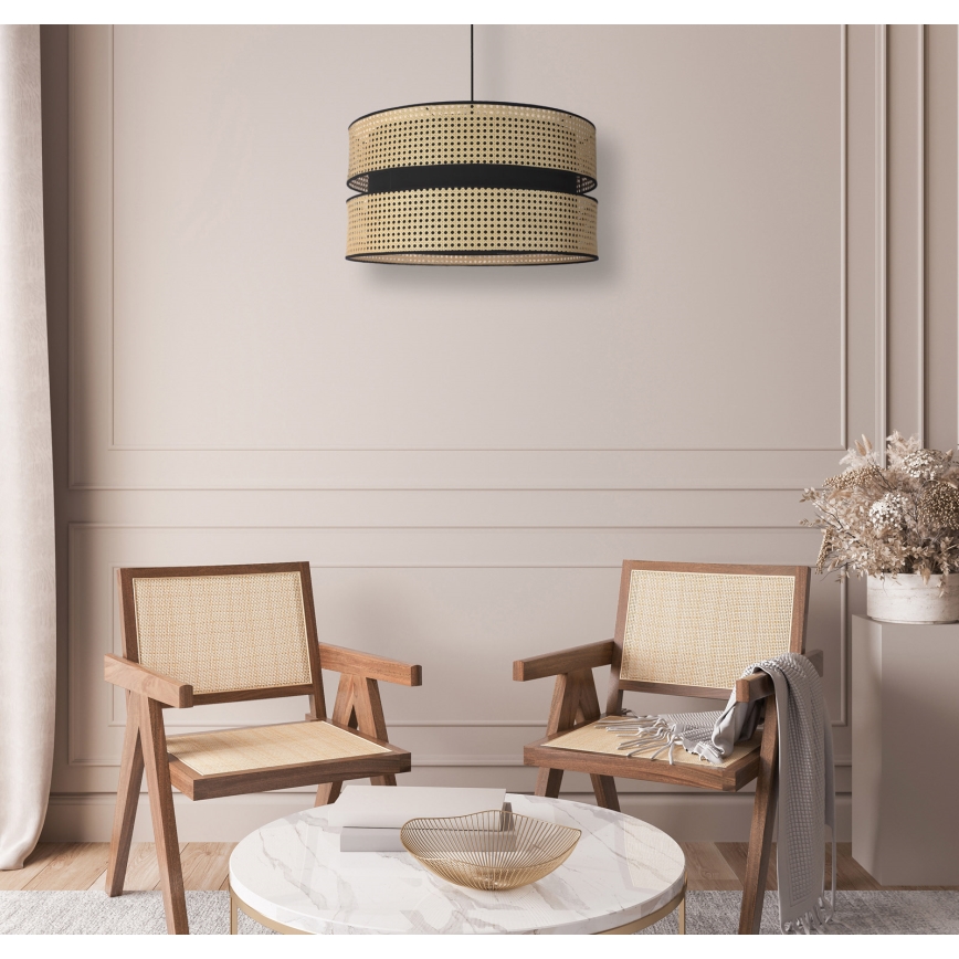Duolla - Suspension filaire DUO 1xE27/15W/230V d. 40 cm rotin/noir
