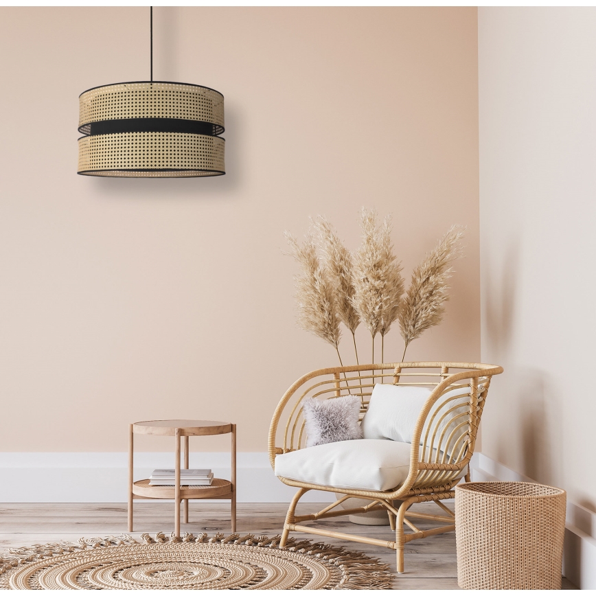 Duolla - Suspension filaire DUO 1xE27/15W/230V d. 40 cm rotin/noir